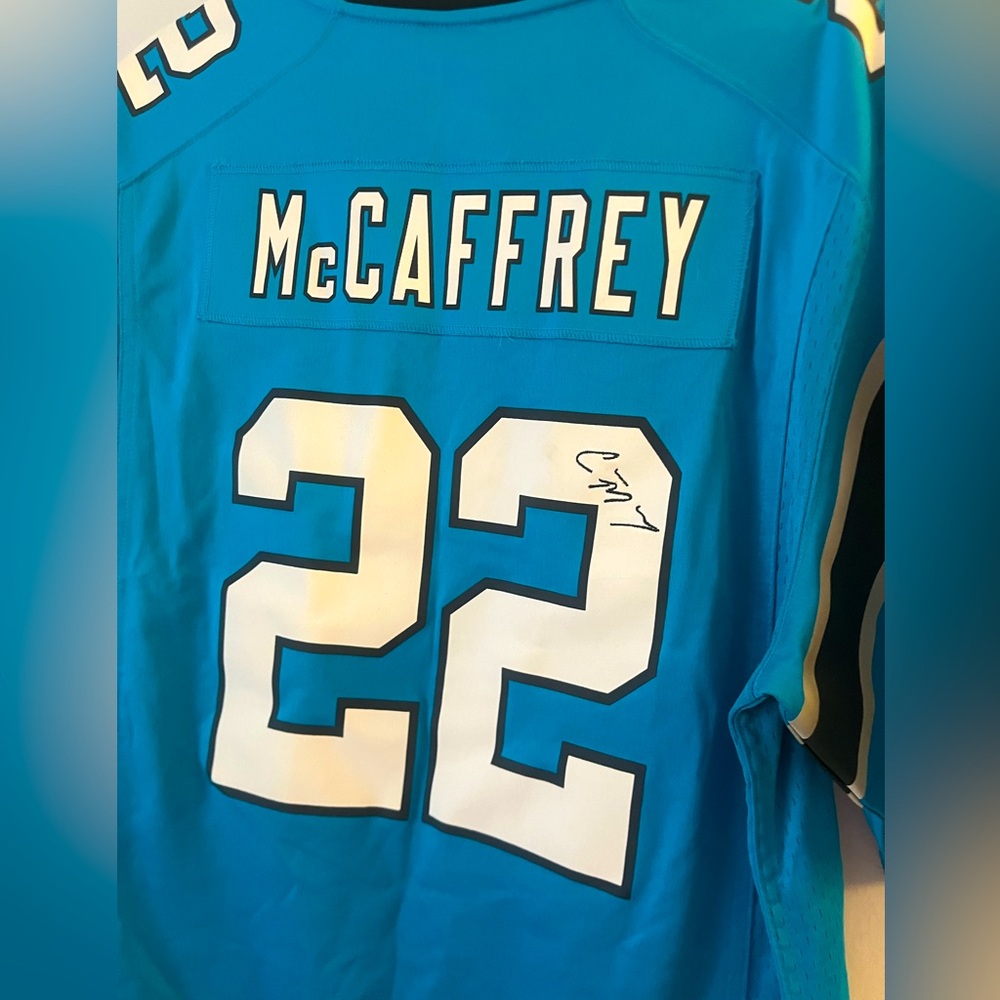 McCAFFREY jersey with stitched signature!